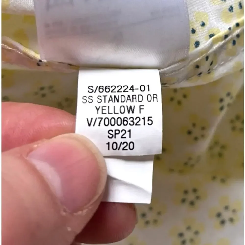 BANANA REPUBLIC Mens Large Yellow Floral Short Sleeve Preppy‎ Summer Button Down
